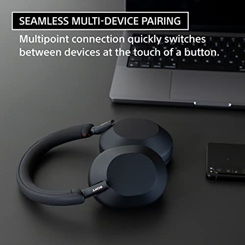 Sony WH 1000XM5 Noise Cancelling Wireless Headphones 30 hours battery life Over ear style Optimised for Alexa and the Google Assistant with built in mic, Midnight Blue, UAE Version - 1-Year warranty