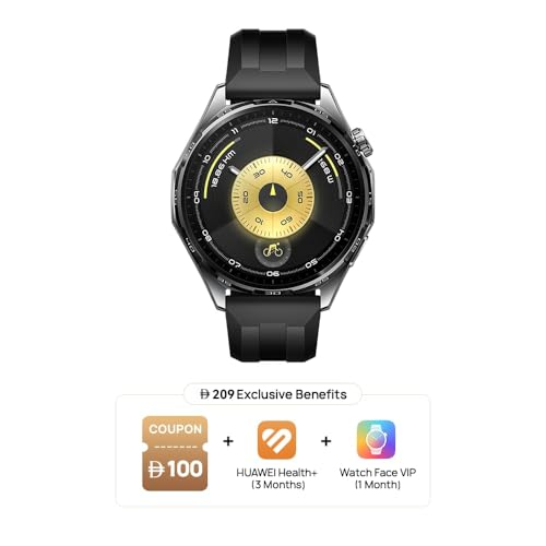 HUAWEI WATCH GT 6 Smart Watch, 46mm, upto 21 days battery life, GPS Smart Watches with 100+ Sports Mode, Cycling, iOS & Android Compatible, Emotional Wellbeing, Health Monitoring, Black
