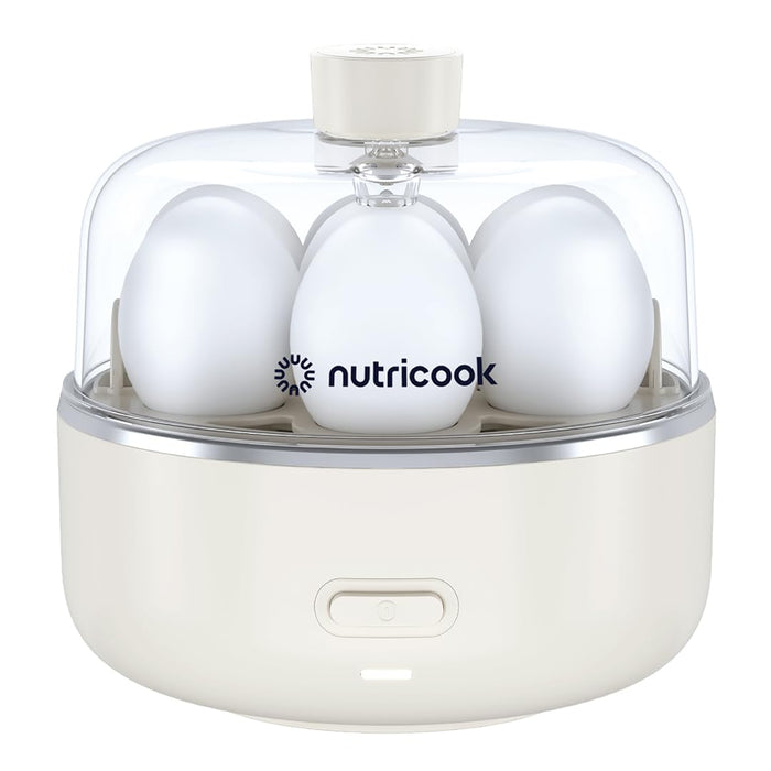 NutriCook Rapid Egg Cooker: 7 Egg Capacity Electric Egg Cooker for Boiled Eggs, Poached Eggs, Scrambled Eggs, or Omelettes with Auto Shut Off Feature - Silver NutriCook