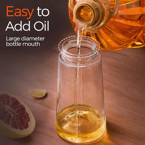 YARRAMATE Olive Oil Dispenser Bottle for Kitchen,2 in 1 Oil Sprayer for Cooking, 16oz/470ml Glass Oil Spray Bottle with Pourer, Food-grade Oil Mister for Air Fryer, Salad (02 Black)