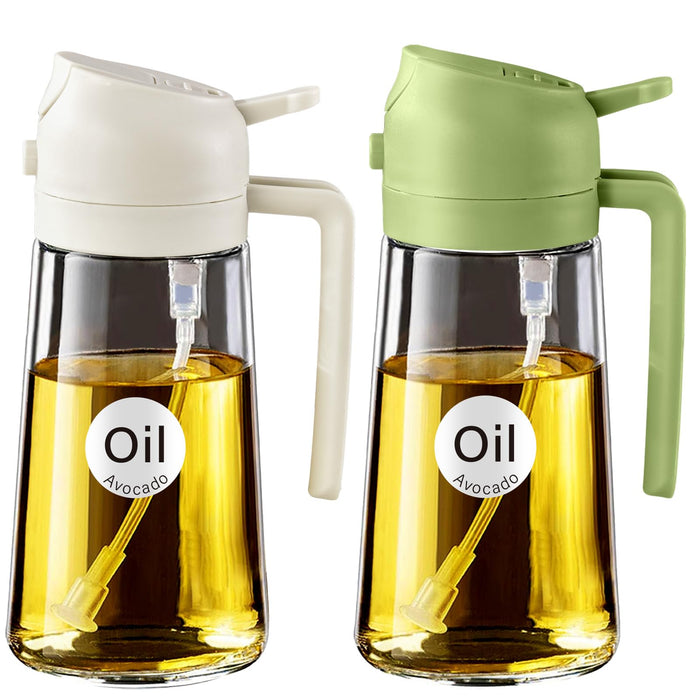 YARRAMATE Olive Oil Dispenser Bottle for Kitchen,2 in 1 Oil Sprayer for Cooking, 16oz/470ml Glass Oil Spray Bottle with Pourer, Food-grade Oil Mister for Air Fryer, Salad (02 Black) YARRAMATE
