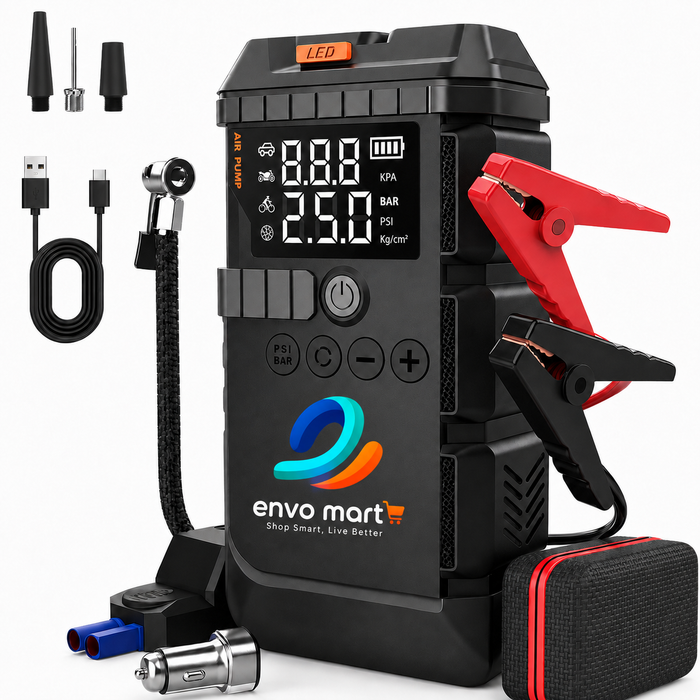 Envo Mart 2-in-1 Jump Starter & Air Compressor - Portable Car Emergency Kit