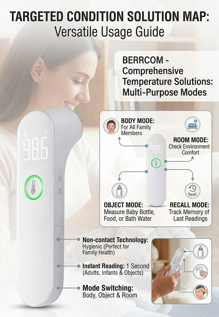 Envomart Non-Contact Infrared Forehead Thermometer – 1 Second Reading, LED Display
