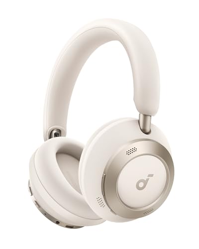 soundcore Space One Pro by Anker, Adaptive Active Noise Cancelling Headphones, Super Foldable Design, 60H Lossless Audio, Ultra-Fast Charging, Hi-Res Wireless Audio with LDAC, Comfortable Fit, White | Adaptive Active Noise Cancelling, 60H Playtime