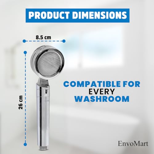 Stainless Steel Shower Head Set - Shower Head with 2 Shower Filter for Anti-Hair Fall and Soft Skin - 2m Shower Hose and Shower Holder - Handheld Shower - Shower Head Filter (Silver)