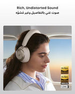 soundcore Space One Pro by Anker, Adaptive Active Noise Cancelling Headphones, Super Foldable Design, 60H Lossless Audio, Ultra-Fast Charging, Hi-Res Wireless Audio with LDAC, Comfortable Fit, White | Adaptive Active Noise Cancelling, 60H Playtime