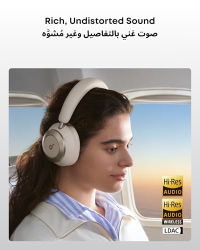 soundcore Space One Pro by Anker, Adaptive Active Noise Cancelling Headphones, Super Foldable Design, 60H Lossless Audio, Ultra-Fast Charging, Hi-Res Wireless Audio with LDAC, Comfortable Fit, White | Adaptive Active Noise Cancelling, 60H Playtime