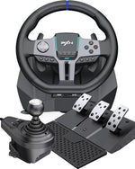 PXN V9 Gen2 Gaming Steering Wheel with Pedals and Shifter - 270°|900° Racing Wheel, Vibration Feedback, Hall Effect Pedal, H-Shifter, Paddle Shifters, Tools APP - Steering Wheel for PC, PS3, PS4, Xbox