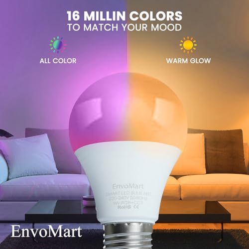 WIFI Smart Bulb Pack of 1-9W Smart Wi-Fi Light Bulb - LED Home Light Bulb Compatible with Alexa, Echo, Google Home Assistant - Have Multi Colors with 2 Year Warranty
