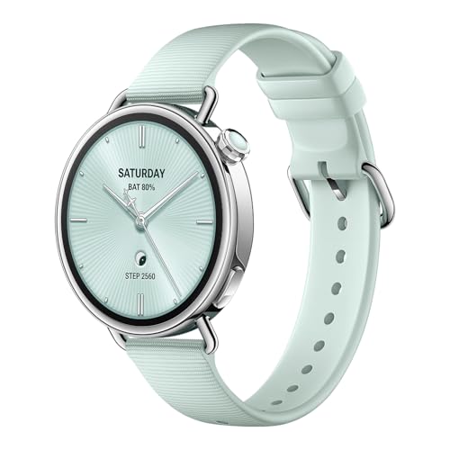 Xiaomi Watch S4 41mm, ultra-lightweight 32g body, Menstrual Cycle Prediction, 150+ sports modes, Safety Guardian Features, Xiaomi HyperOS 3, Fluororubber Strap(Mint Green)