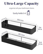 Kitsure X-Large Shower Caddy - 2 Pack Adhesive Organizer, Drill-Free Shelves For Inside Shower, Rustproof Stainless Steel Rack Bathroom, Black