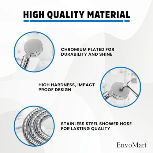 Stainless Steel Shower Head Set - Shower Head with 2 Shower Filter for Anti-Hair Fall and Soft Skin - 2m Shower Hose and Shower Holder - Handheld Shower - Shower Head Filter (Silver)