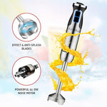 800W 4-in-1 Powerful Hand Blender Immersion Stick Mixer with Stainless Steel Titanium Coated Blade,2 Speed Control 860ml Chopper Bowl 600ml Beaker Whisk Electric Smoothie Soup Baby Food Maker