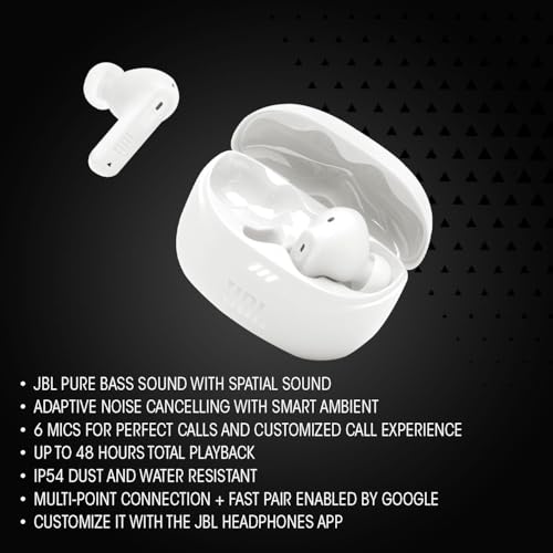 JBL Tune Beam 2 True Wireless Noise Cancelling Earbuds, Pure Bass Sound, Bluetooth 5.3, Smart Ambient, 6-Mics Technology, VoiceAware, 48H Battery, Water and Dust Resistant - JBLTBEAM2GMAE, Purple | Bluetooth 5.3, Up to 48 Hours of Autonomy