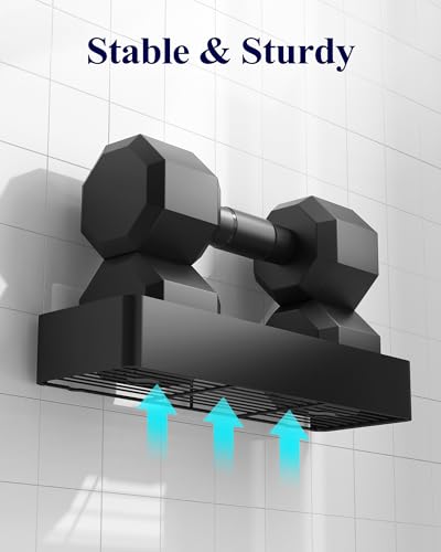 Kitsure X-Large Shower Caddy - 2 Pack Adhesive Organizer, Drill-Free Shelves For Inside Shower, Rustproof Stainless Steel Rack Bathroom, Black