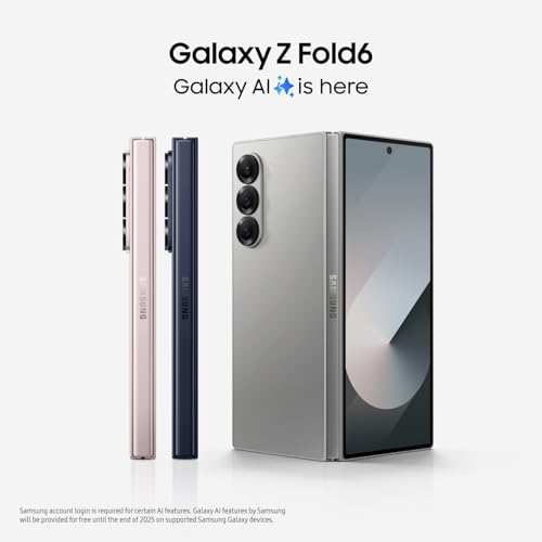 SAMSUNG Galaxy Z Fold 6, 512GB Unlocked Android Smartphone, Circle to Search, Hands-Free Interpreter, AI Photo Edits, Foldable Display for Multitasking, 2024, US 1 Yr Warranty, Nav - Silver 512 GB