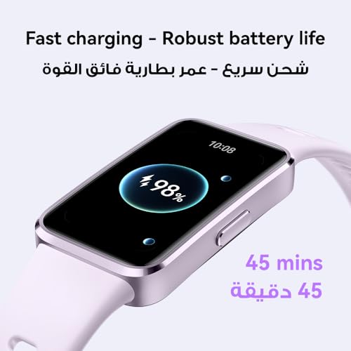 HUAWEI Band 10 Smart Watch, Metallic Design and Comfortable Wearing, Pro-level Sleep Analysis, Emotional Health Aid, 100 Workout Modes, Robust Battery Life, IOS and Android, Pink