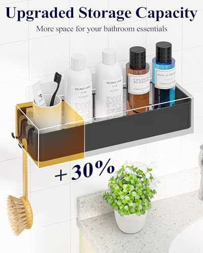 Kitsure X-Large Shower Caddy - 2 Pack Adhesive Organizer, Drill-Free Shelves For Inside Shower, Rustproof Stainless Steel Rack Bathroom, Black