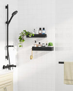 Kitsure X-Large Shower Caddy - 2 Pack Adhesive Organizer, Drill-Free Shelves For Inside Shower, Rustproof Stainless Steel Rack Bathroom, Black