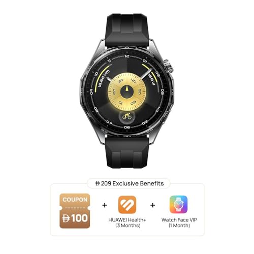 HUAWEI WATCH GT 6 Smart Watch, 46mm, upto 21 days battery life, GPS Smart Watches with 100+ Sports Mode, Cycling, iOS & Android Compatible, Emotional Wellbeing, Health Monitoring, Black