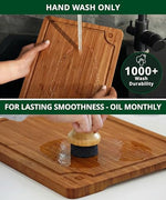 ROYAL CRAFT WOOD Wooden Cutting Boards for Kitchen Meal Prep & Serving - Bamboo Wood Serving Board Set with Deep Juice Groove Side Handles - Charcuterie & Chopping Butcher Block for Meat (3 Pcs)