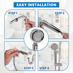 Stainless Steel Shower Head Set - Shower Head with 2 Shower Filter for Anti-Hair Fall and Soft Skin - 2m Shower Hose and Shower Holder - Handheld Shower - Shower Head Filter (Silver)