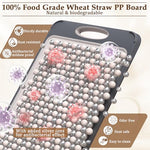 GUANCI Cutting Board,Large 16”×11” 316 Stainless Steel Cutting Board Kitchen,Food-Grade Rice Husk Fiber Chopping Board with Wheat Straw PP,Double-Side using,Easy-Grip Handle