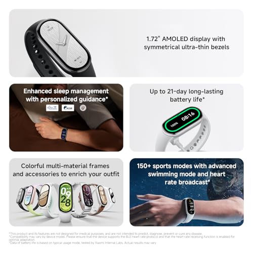 Xiaomi Smart Band 10 Mystic Rose | 1.72''AMOLED Narrow-edge Quadrilateral Display | Professional Workout Analysis | Up to 21-days Battery Life