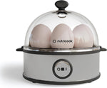 NutriCook Rapid Egg Cooker: 7 Egg Capacity Electric Egg Cooker for Boiled Eggs, Poached Eggs, Scrambled Eggs, or Omelettes with Auto Shut Off Feature - Silver