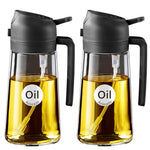 YARRAMATE Olive Oil Dispenser Bottle for Kitchen，2 in 1 Oil Sprayer for Cooking, 16oz/470ml Glass Oil Spray Bottle with Pourer, Food-grade Oil Mister for Air Fryer, Salad (02 Black) Visit the YARRAMATE Store