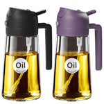 YARRAMATE Olive Oil Dispenser Bottle for Kitchen，2 in 1 Oil Sprayer for Cooking, 16oz/470ml Glass Oil Spray Bottle with Pourer, Food-grade Oil Mister for Air Fryer, Salad (02 Black) Visit the YARRAMATE Store