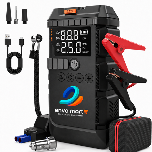 Envo Mart 2-in-1 Jump Starter & Air Compressor - Portable Car Emergency Kit