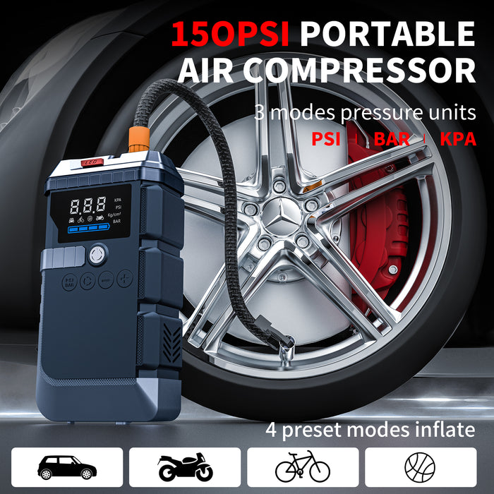 envomart 2-in-1 Jump Starter & Air Compressor - 16800mAh 600A Car Battery Booster with 150PSI Digital Tyre Inflator