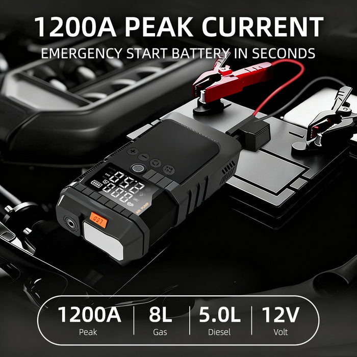 envomart 2-in-1 Jump Starter & Air Compressor - 16800mAh 600A Car Battery Booster with 150PSI Digital Tyre Inflator