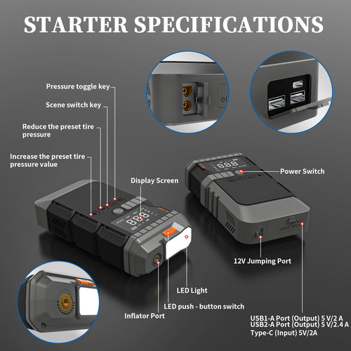 Envo Mart 2-in-1 Jump Starter & Air Compressor - Portable Car Emergency Kit