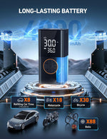 envomart Digital Tire Inflator & Car Air Pump - 150PSI Cordless Air Compressor, 4000mAh Rechargeable with Auto Shut-Off & LED Light