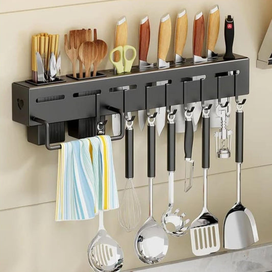 Wall-Mounted Kitchen Storage Rack with 8 Hooks