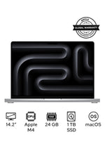 MacBook Pro MCX14 Liquid XDR Retina 14-Inch Display, M4 Chip 10-Core CPU 10-Core GPU Processor/24GB RAM/1TB SSD/macOS English/Arabic Silver