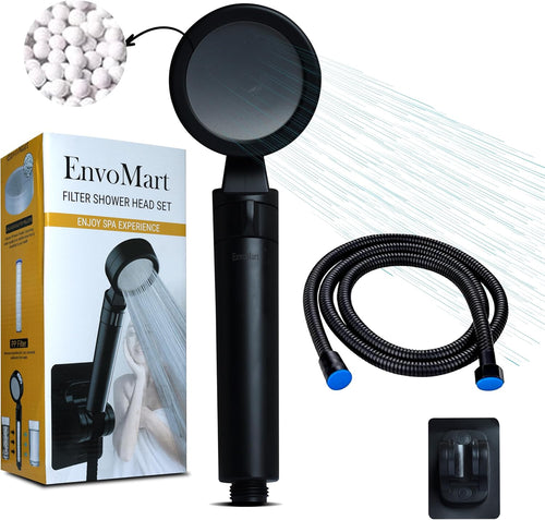 EnvoMart Filter Shower Head Set Black