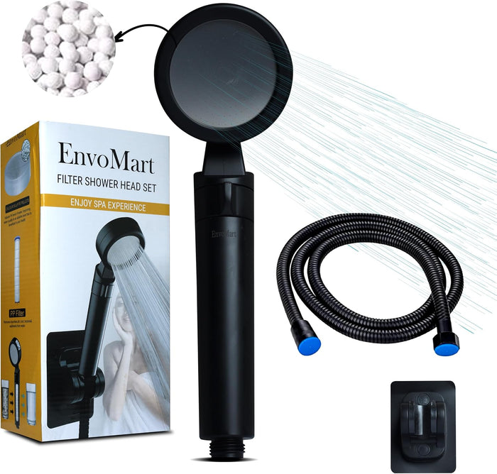 EnvoMart Filter Shower Head Set Black