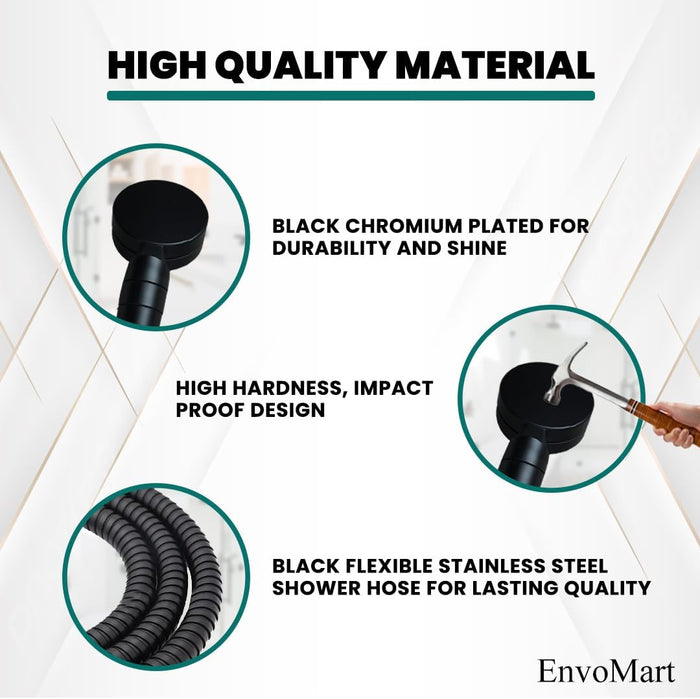 EnvoMart Filter Shower Head Set Black